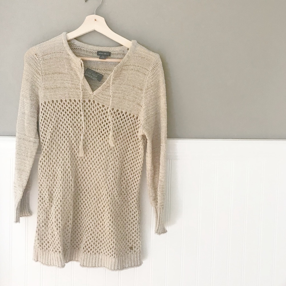 Eddie Bauer Cream V-Neck Sweater